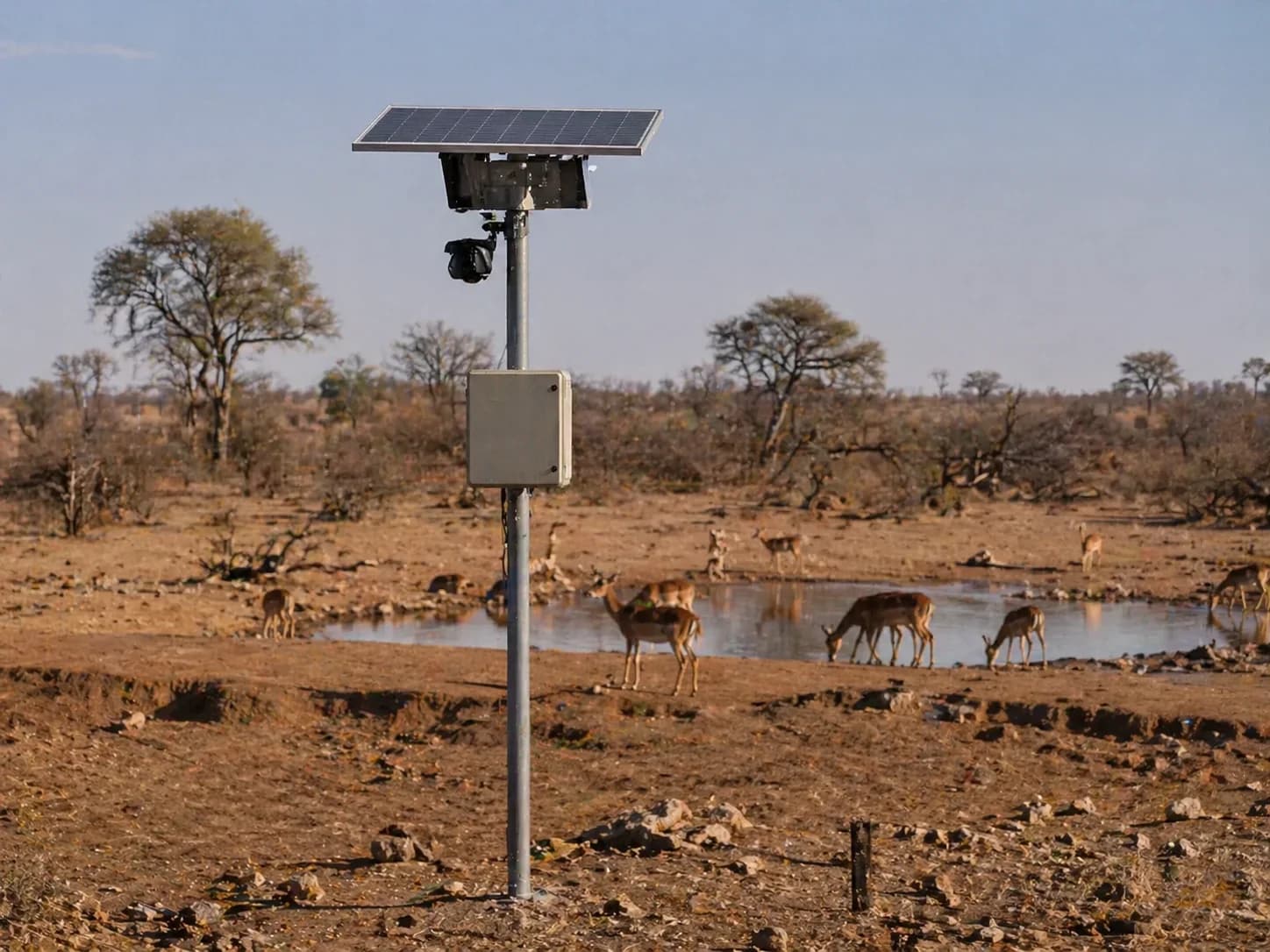 Field camera installation view of the Wildcam wildlife monitoring platform